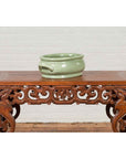 Chinese Vintage Celadon Foot Bath with Two Handles and Foliage Motifs-13. Asian & Chinese Furniture, Art, Antiques, Vintage Home Décor for sale at FEA Home