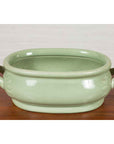 Chinese Vintage Celadon Foot Bath with Two Handles and Foliage Motifs-6. Asian & Chinese Furniture, Art, Antiques, Vintage Home Décor for sale at FEA Home