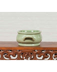 Chinese Vintage Celadon Foot Bath with Two Handles and Foliage Motifs-10. Asian & Chinese Furniture, Art, Antiques, Vintage Home Décor for sale at FEA Home