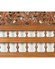 Carved Vintage Indonesian Headboard with Scrolling Foliage and Petite Balusters-6. Asian & Chinese Furniture, Art, Antiques, Vintage Home Décor for sale at FEA Home
