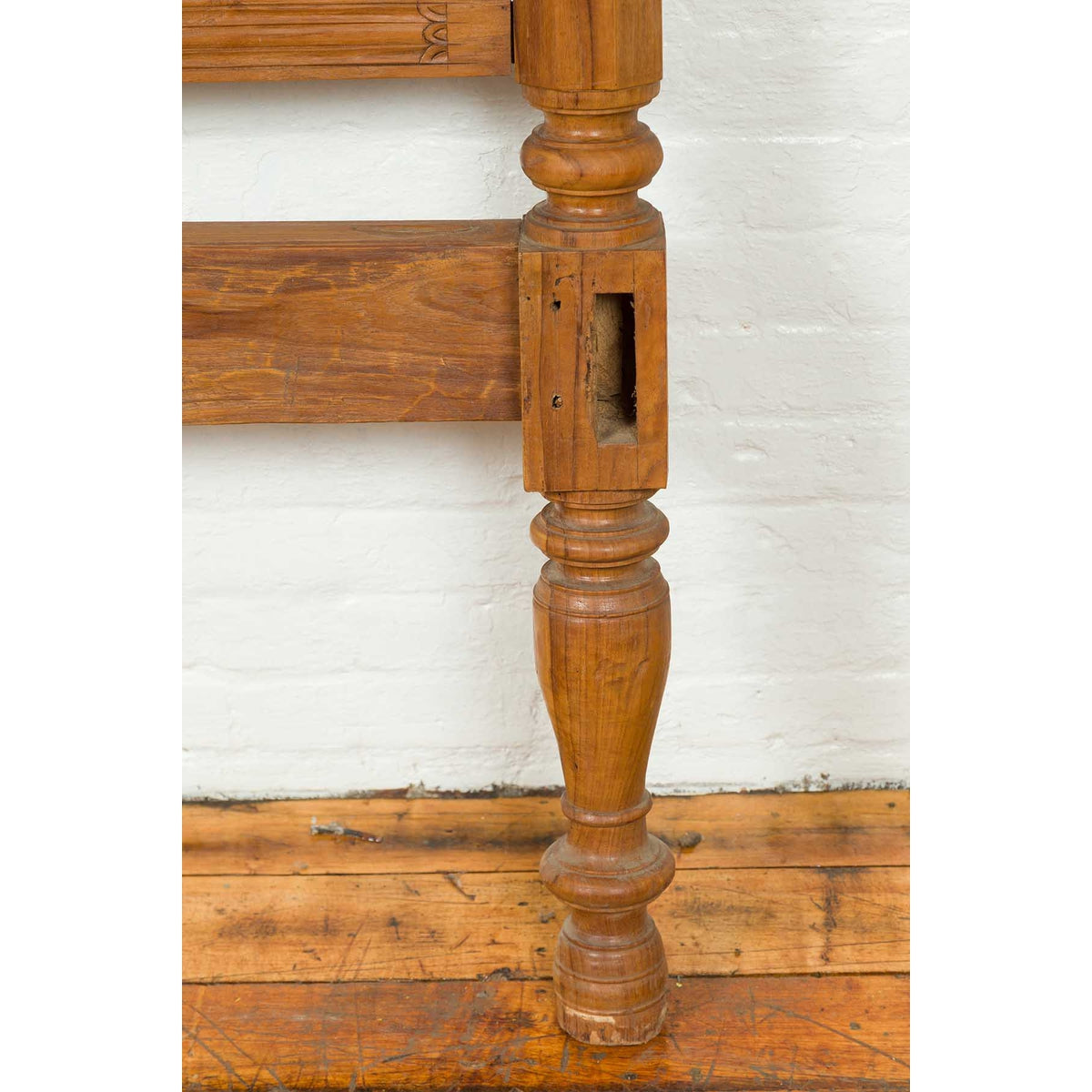 Carved Vintage Indonesian Headboard with Scrolling Foliage and Petite Balusters-8. Asian &amp; Chinese Furniture, Art, Antiques, Vintage Home Décor for sale at FEA Home