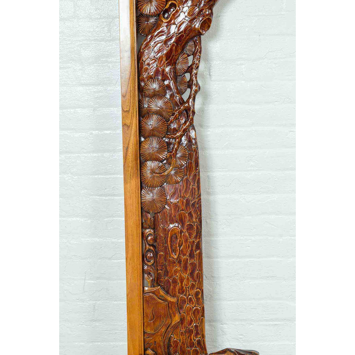 Antique Carved Large Wooden Frame with Birds and Foliage-9. Asian &amp; Chinese Furniture, Art, Antiques, Vintage Home Décor for sale at FEA Home