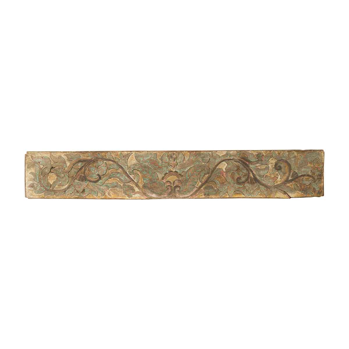 Antique Indonesian Painted and Carved Wood Door Panel with Scrolls and Foliage-1. Asian & Chinese Furniture, Art, Antiques, Vintage Home Décor for sale at FEA Home