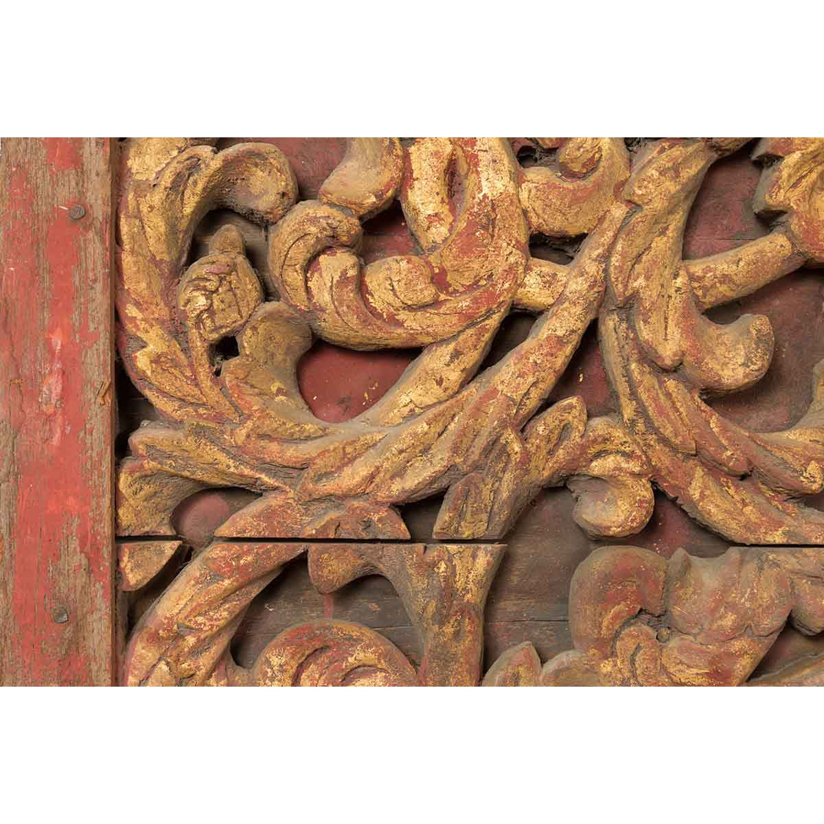 Antique Indonesian Carved and Painted Architectural Panel with Rinceaux Frieze-12. Asian &amp; Chinese Furniture, Art, Antiques, Vintage Home Décor for sale at FEA Home