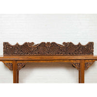 Antique Indonesian Carved Teak Architectural Panel with Floral and Foliage Decor