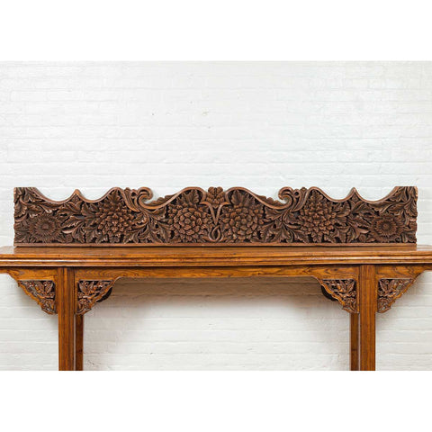 Antique Indonesian Carved Teak Architectural Panel with Floral and Foliage Decor-YN6897-3. Asian & Chinese Furniture, Art, Antiques, Vintage Home Décor for sale at FEA Home