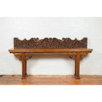 Antique Indonesian Carved Teak Architectural Panel with Floral and Foliage Decor