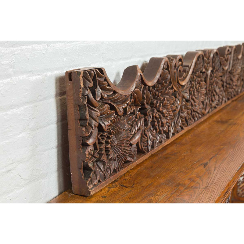 Antique Indonesian Carved Teak Architectural Panel with Floral and Foliage Decor-YN6897-8. Asian & Chinese Furniture, Art, Antiques, Vintage Home Décor for sale at FEA Home