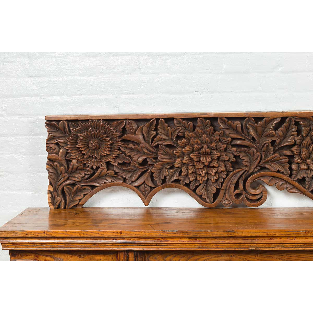 Antique Indonesian Carved Teak Architectural Panel with Floral and Foliage Decor-10. Asian &amp; Chinese Furniture, Art, Antiques, Vintage Home Décor for sale at FEA Home