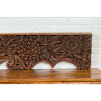 Antique Indonesian Carved Teak Architectural Panel with Floral and Foliage Decor