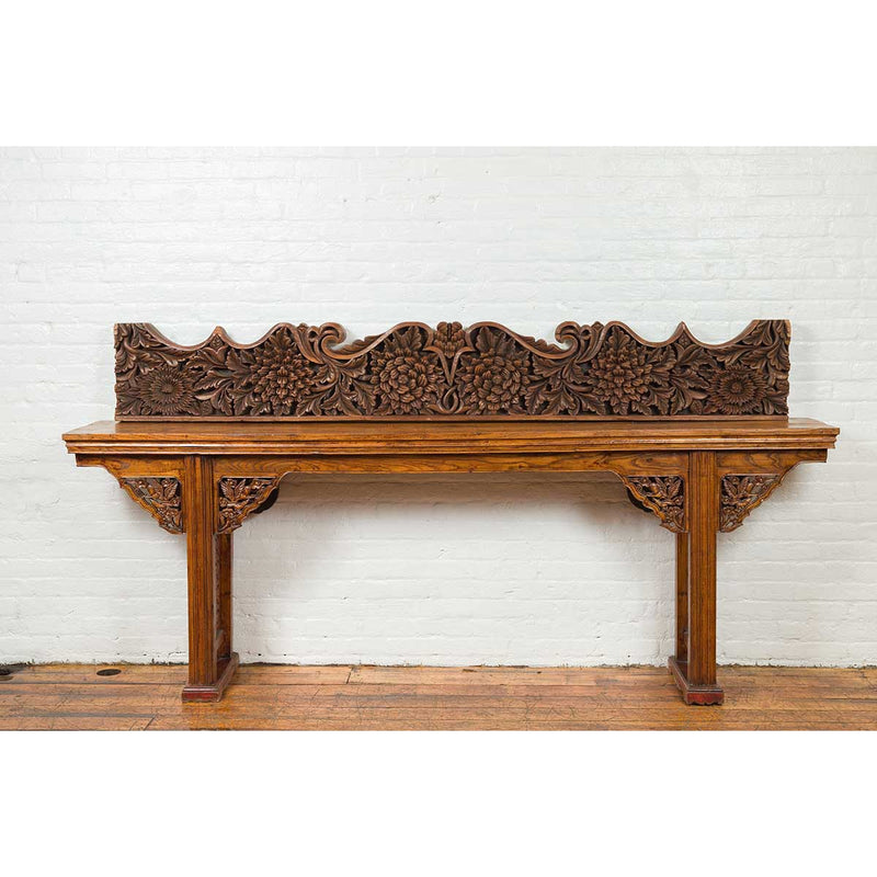 Antique Indonesian Carved Teak Architectural Panel with Floral and Foliage Decor-YN6897-2. Asian & Chinese Furniture, Art, Antiques, Vintage Home Décor for sale at FEA Home