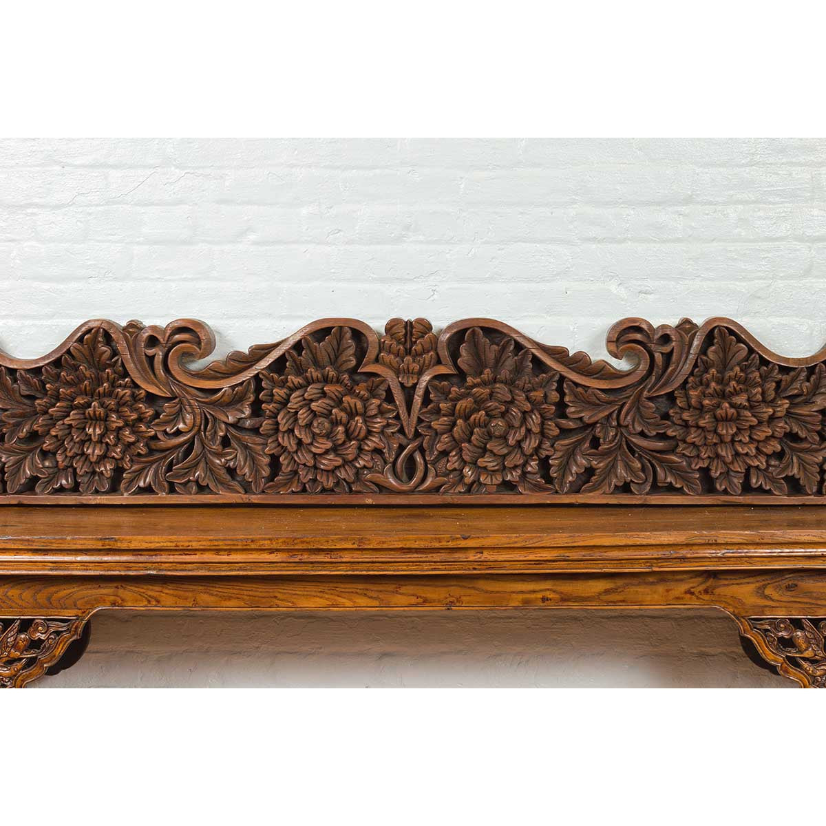 Antique Indonesian Carved Teak Architectural Panel with Floral and Foliage Decor-4. Asian &amp; Chinese Furniture, Art, Antiques, Vintage Home Décor for sale at FEA Home