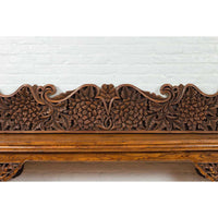 Antique Indonesian Carved Teak Architectural Panel with Floral and Foliage Decor