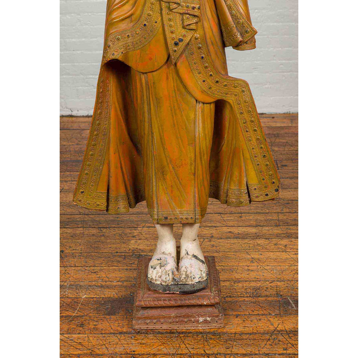 Vintage Thai Hand Painted and Gilt Buddha in Mandalay Style with Jewelry Motifs-16. Asian &amp; Chinese Furniture, Art, Antiques, Vintage Home Décor for sale at FEA Home