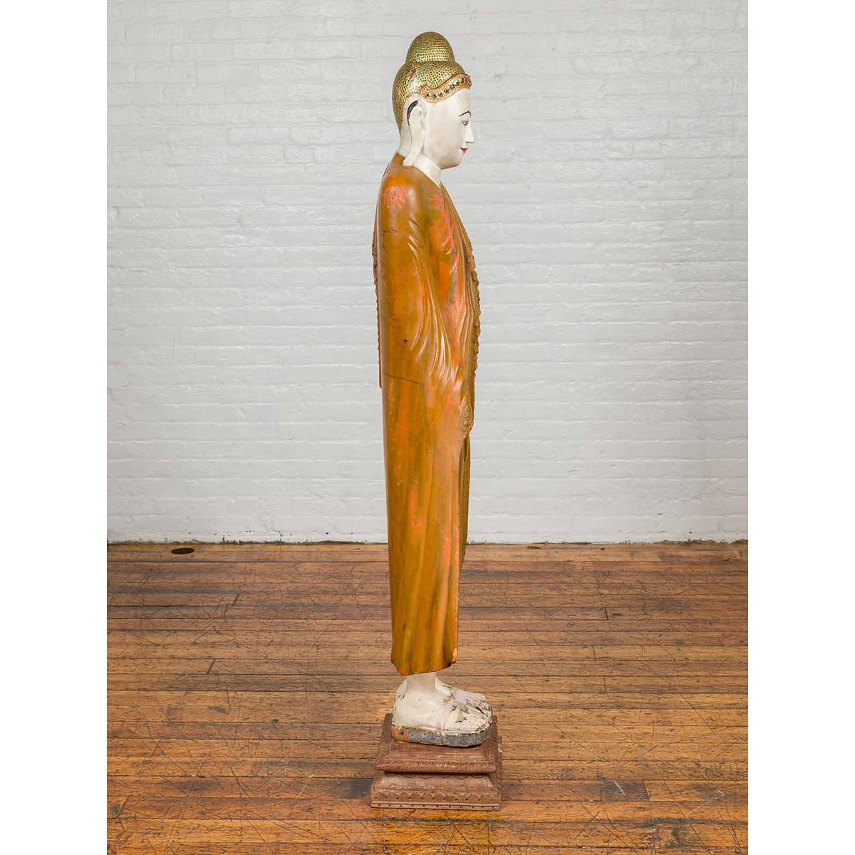 Vintage Thai Hand Painted and Gilt Buddha in Mandalay Style with Jewelry Motifs-9. Asian &amp; Chinese Furniture, Art, Antiques, Vintage Home Décor for sale at FEA Home