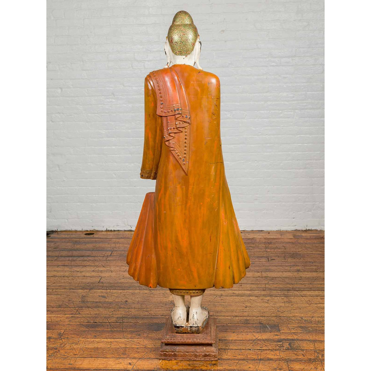 Vintage Thai Hand Painted and Gilt Buddha in Mandalay Style with Jewelry Motifs-10. Asian &amp; Chinese Furniture, Art, Antiques, Vintage Home Décor for sale at FEA Home