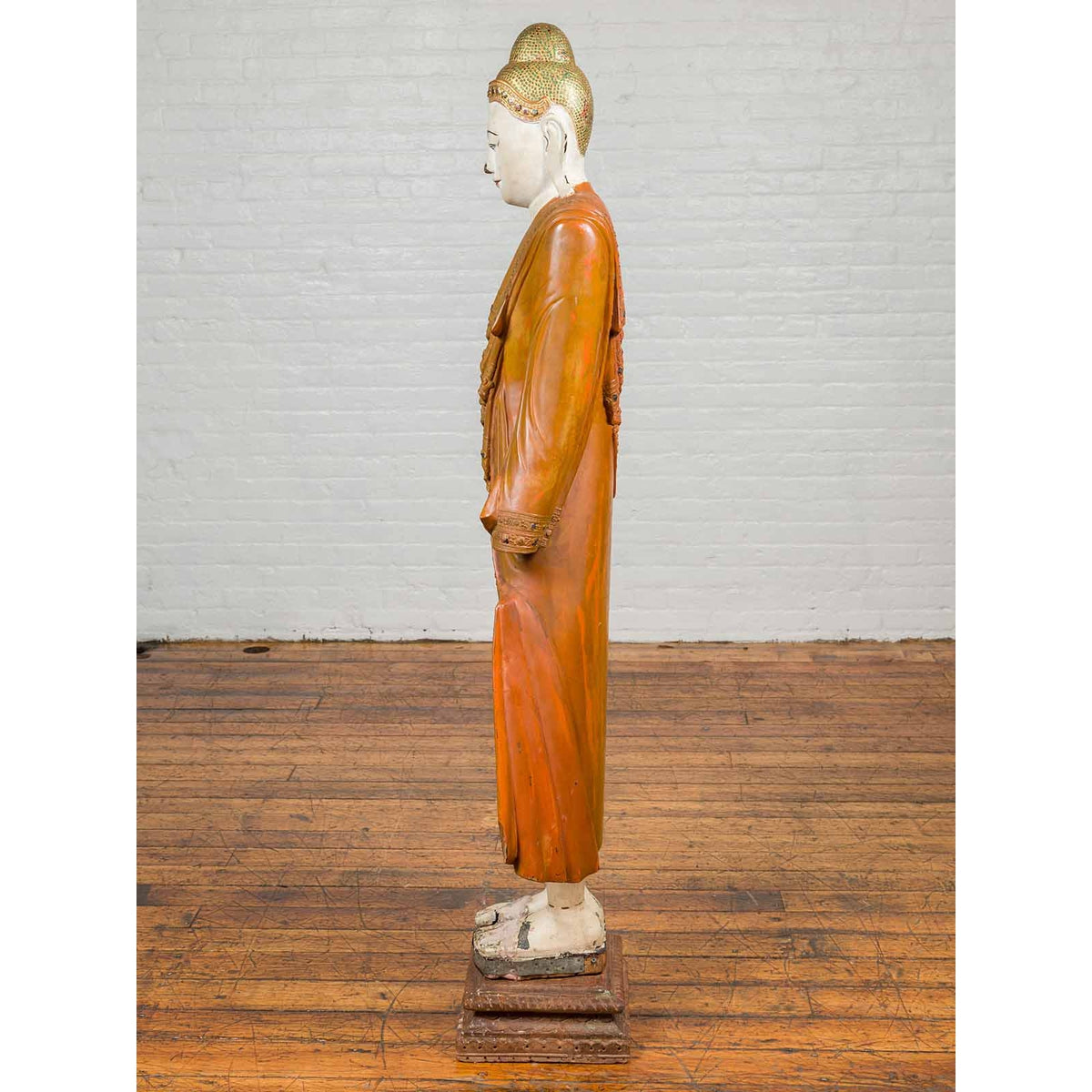 Vintage Thai Hand Painted and Gilt Buddha in Mandalay Style with Jewelry Motifs-11. Asian &amp; Chinese Furniture, Art, Antiques, Vintage Home Décor for sale at FEA Home
