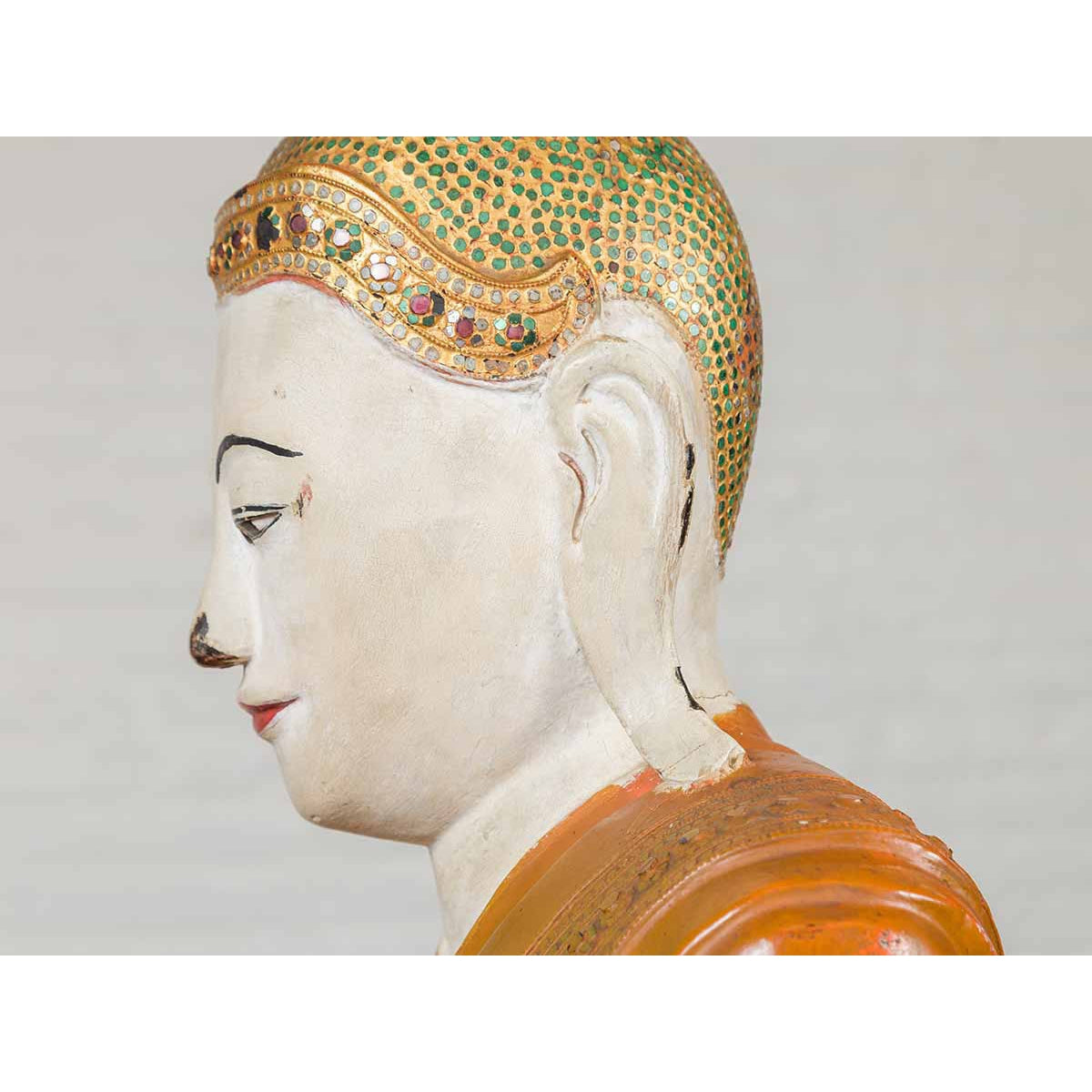 Vintage Thai Hand Painted and Gilt Buddha in Mandalay Style with Jewelry Motifs-7. Asian &amp; Chinese Furniture, Art, Antiques, Vintage Home Décor for sale at FEA Home