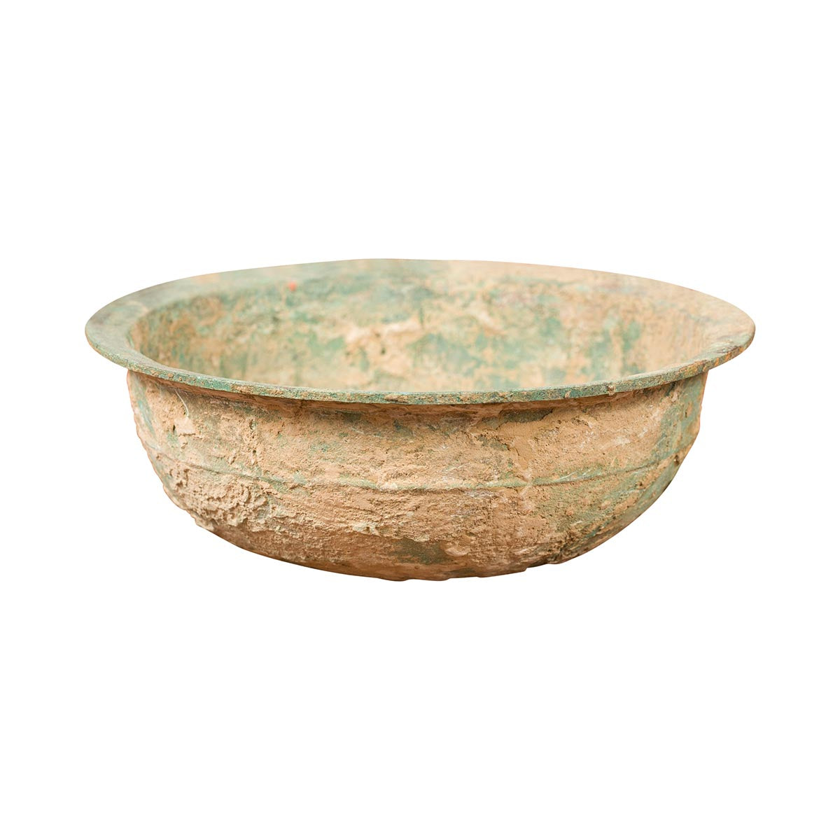 Chinese Han Dynasty Bronze Bowl circa 202 BC-200 AD with Mineral Deposits-1. Asian & Chinese Furniture, Art, Antiques, Vintage Home Décor for sale at FEA Home