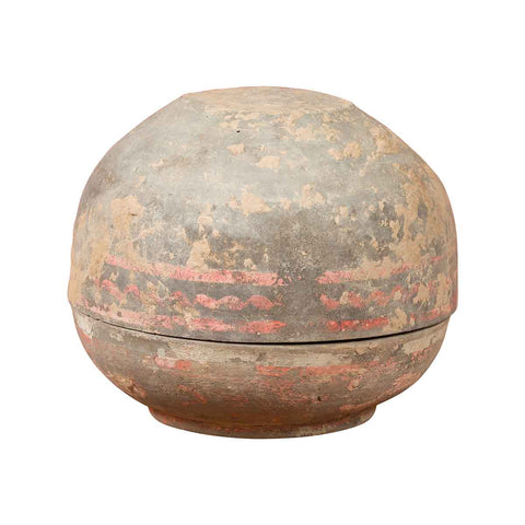 Petite Chinese Han Dynasty Lidded Vessel with Original Paint circa 202 BC-200 AD-YN6925-1. Asian & Chinese Furniture, Art, Antiques, Vintage Home Décor for sale at FEA Home