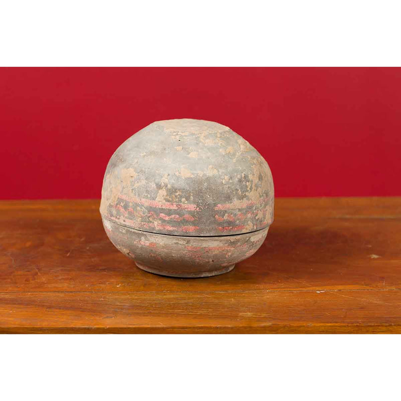 Petite Chinese Han Dynasty Lidded Vessel with Original Paint circa 202 BC-200 AD-YN6925-4. Asian & Chinese Furniture, Art, Antiques, Vintage Home Décor for sale at FEA Home