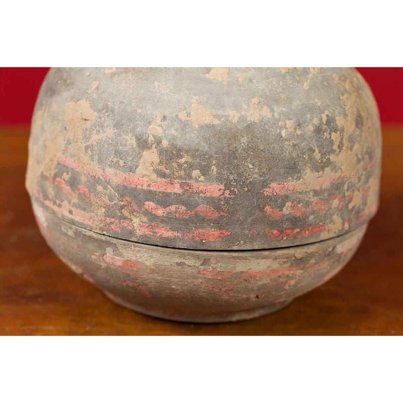 Petite Chinese Han Dynasty Lidded Vessel with Original Paint circa 202 BC-200 AD-YN6925-6. Asian & Chinese Furniture, Art, Antiques, Vintage Home Décor for sale at FEA Home