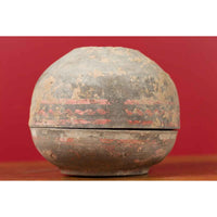 Petite Chinese Han Dynasty Lidded Vessel with Original Paint circa 202 BC-200 AD