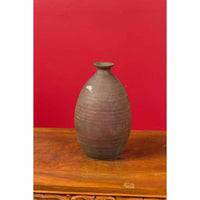 Japanese Meiji Period Early 20th Century Sake Bottle with Brown Patina