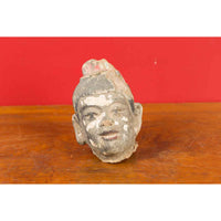 Chinese Antique Painted Terracotta Head with Traces of Original Polychromy
