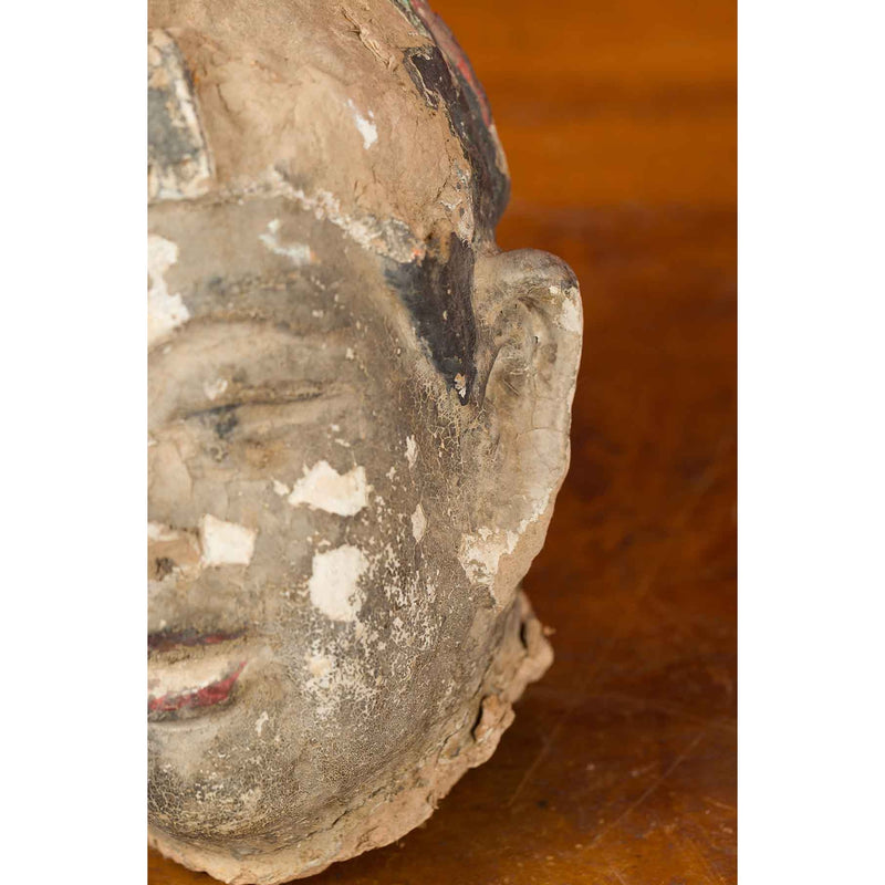 Chinese Antique Painted Terracotta Head with Traces of Original Polychromy-YN6940-3. Asian & Chinese Furniture, Art, Antiques, Vintage Home Décor for sale at FEA Home
