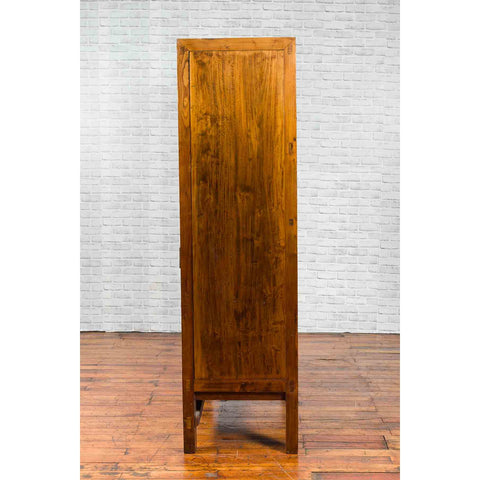 Chinese 19th Century Qing Dynasty Period Elmwood Cabinet with Doors and Drawers