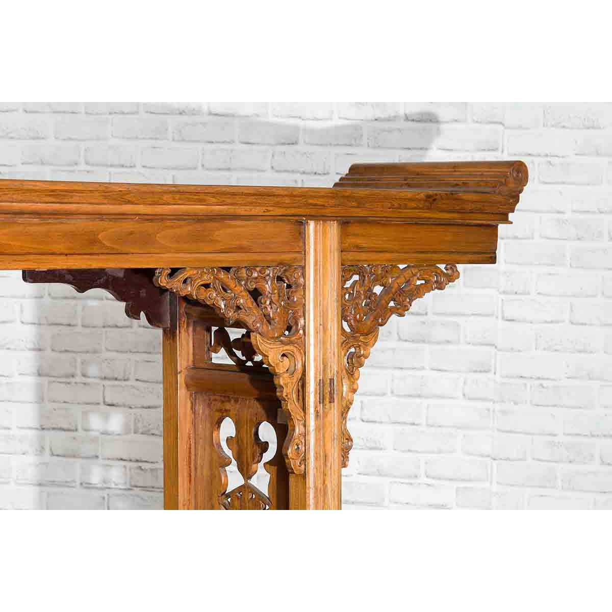 Chinese Shandong Province Early 20th Century Long Elm Altar Console Table-15. Asian &amp; Chinese Furniture, Art, Antiques, Vintage Home Décor for sale at FEA Home