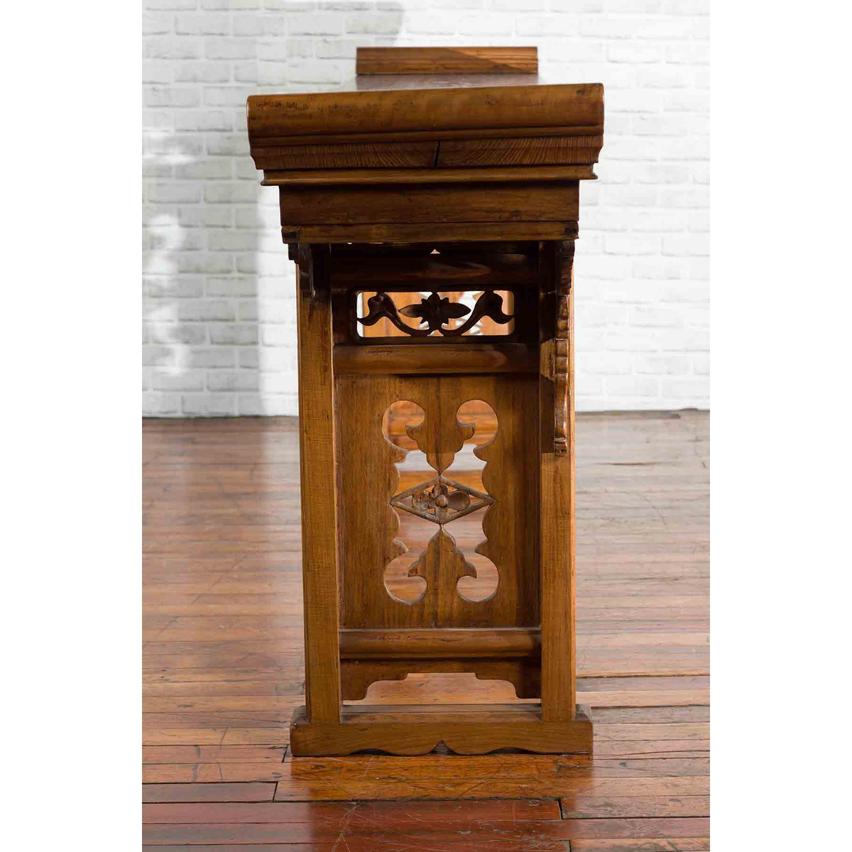 Chinese Shandong Province Early 20th Century Long Elm Altar Console Table-16. Asian &amp; Chinese Furniture, Art, Antiques, Vintage Home Décor for sale at FEA Home