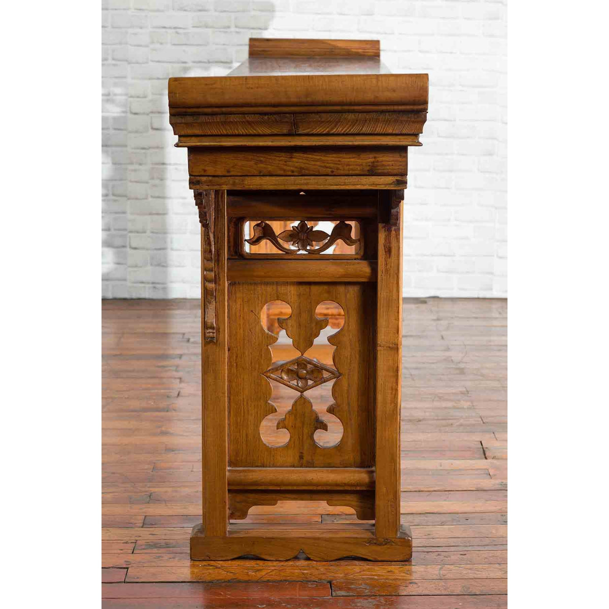 Chinese Shandong Province Early 20th Century Long Elm Altar Console Table-17. Asian &amp; Chinese Furniture, Art, Antiques, Vintage Home Décor for sale at FEA Home