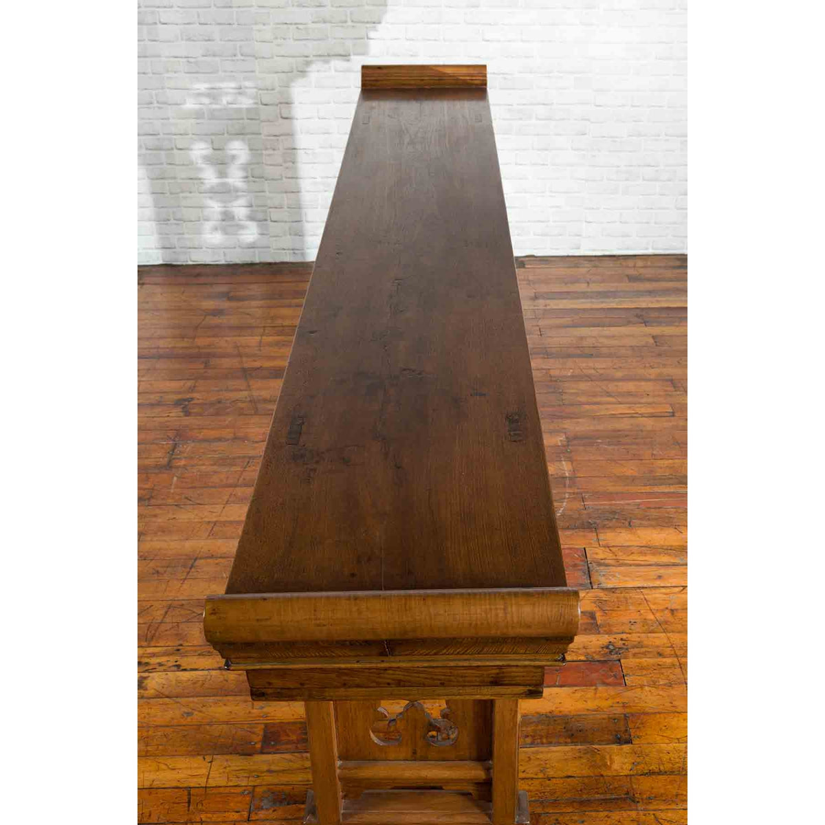 Chinese Shandong Province Early 20th Century Long Elm Altar Console Table-18. Asian &amp; Chinese Furniture, Art, Antiques, Vintage Home Décor for sale at FEA Home