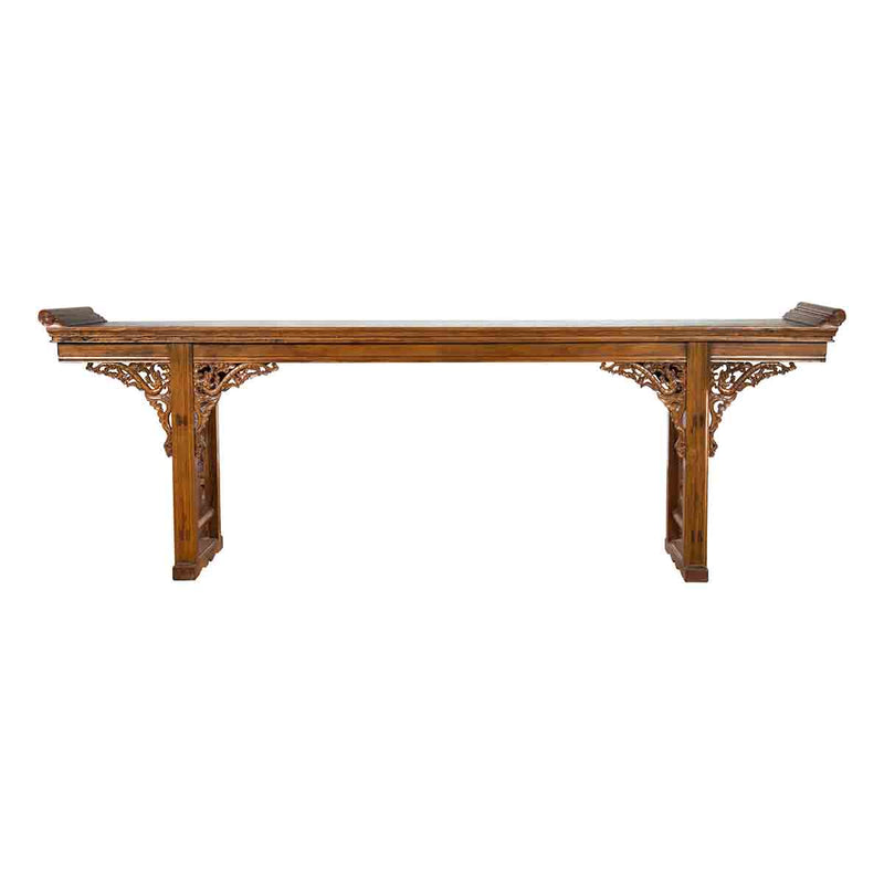 Chinese Shandong Province Early 20th Century Long Elm Altar Console Table- Asian Antiques, Vintage Home Decor & Chinese Furniture - FEA Home