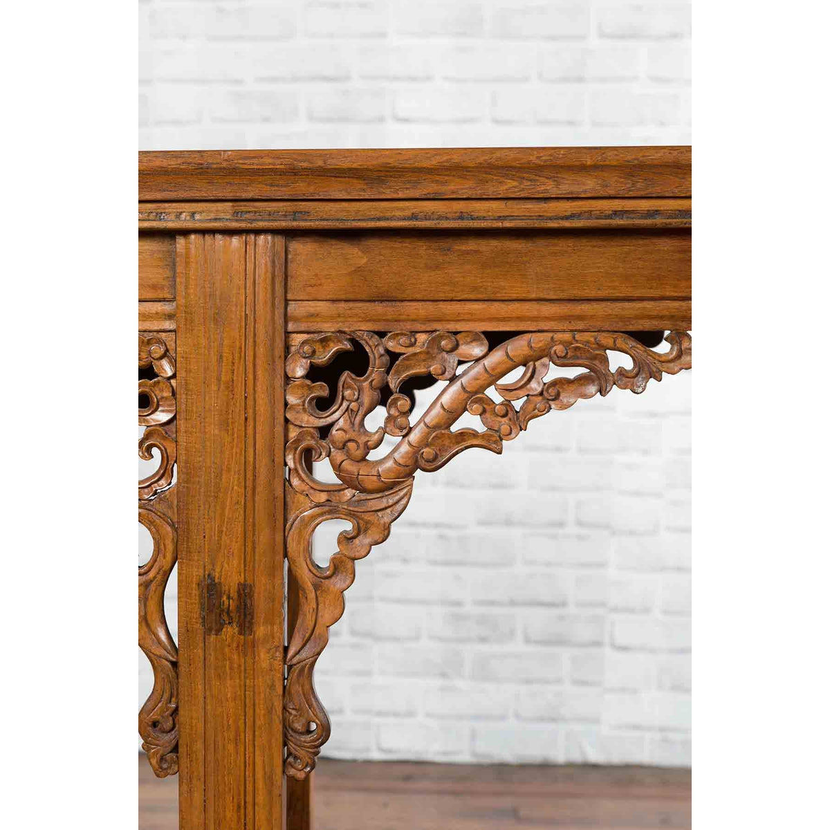 Chinese Shandong Province Early 20th Century Long Elm Altar Console Table-9. Asian &amp; Chinese Furniture, Art, Antiques, Vintage Home Décor for sale at FEA Home