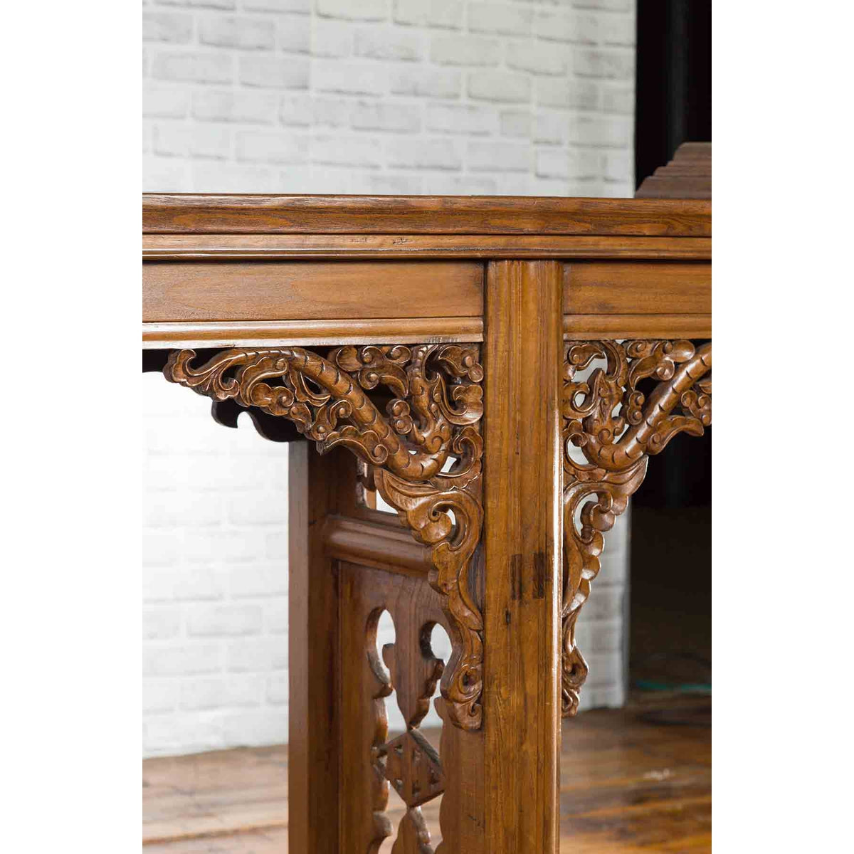 Chinese Shandong Province Early 20th Century Long Elm Altar Console Table-10. Asian &amp; Chinese Furniture, Art, Antiques, Vintage Home Décor for sale at FEA Home