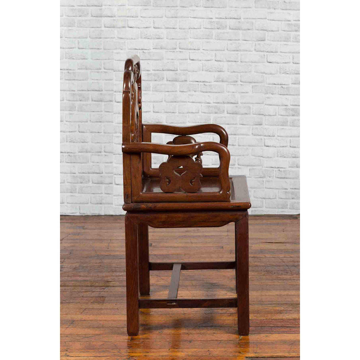 Qing Dynasty Rosewood Armchair with Carved Back &amp; Arms-10. Asian &amp; Chinese Furniture, Art, Antiques, Vintage Home Décor for sale at FEA Home