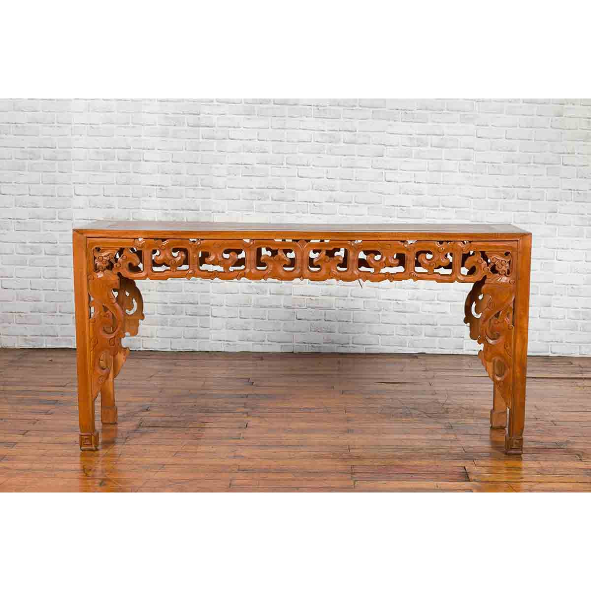 Chinese Early 20th Century Console with Cloud-Carved Apron and Scrolling Feet-14. Asian &amp; Chinese Furniture, Art, Antiques, Vintage Home Décor for sale at FEA Home