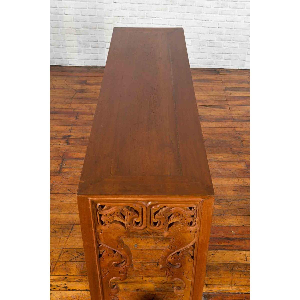 Chinese Early 20th Century Console with Cloud-Carved Apron and Scrolling Feet-15. Asian &amp; Chinese Furniture, Art, Antiques, Vintage Home Décor for sale at FEA Home