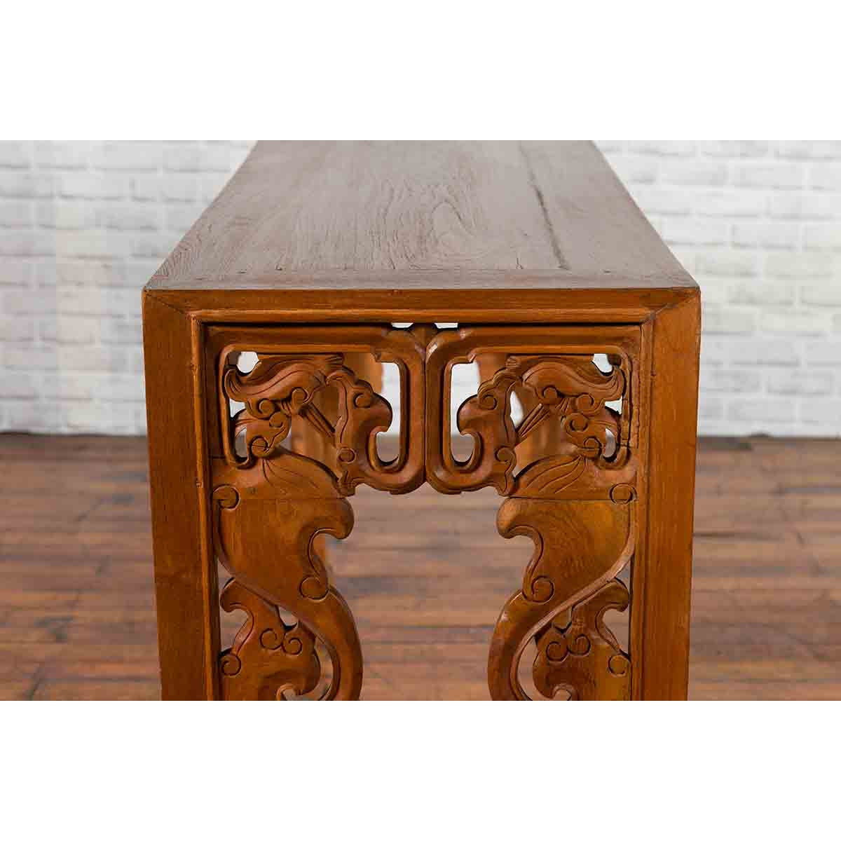 Chinese Early 20th Century Console with Cloud-Carved Apron and Scrolling Feet-16. Asian &amp; Chinese Furniture, Art, Antiques, Vintage Home Décor for sale at FEA Home