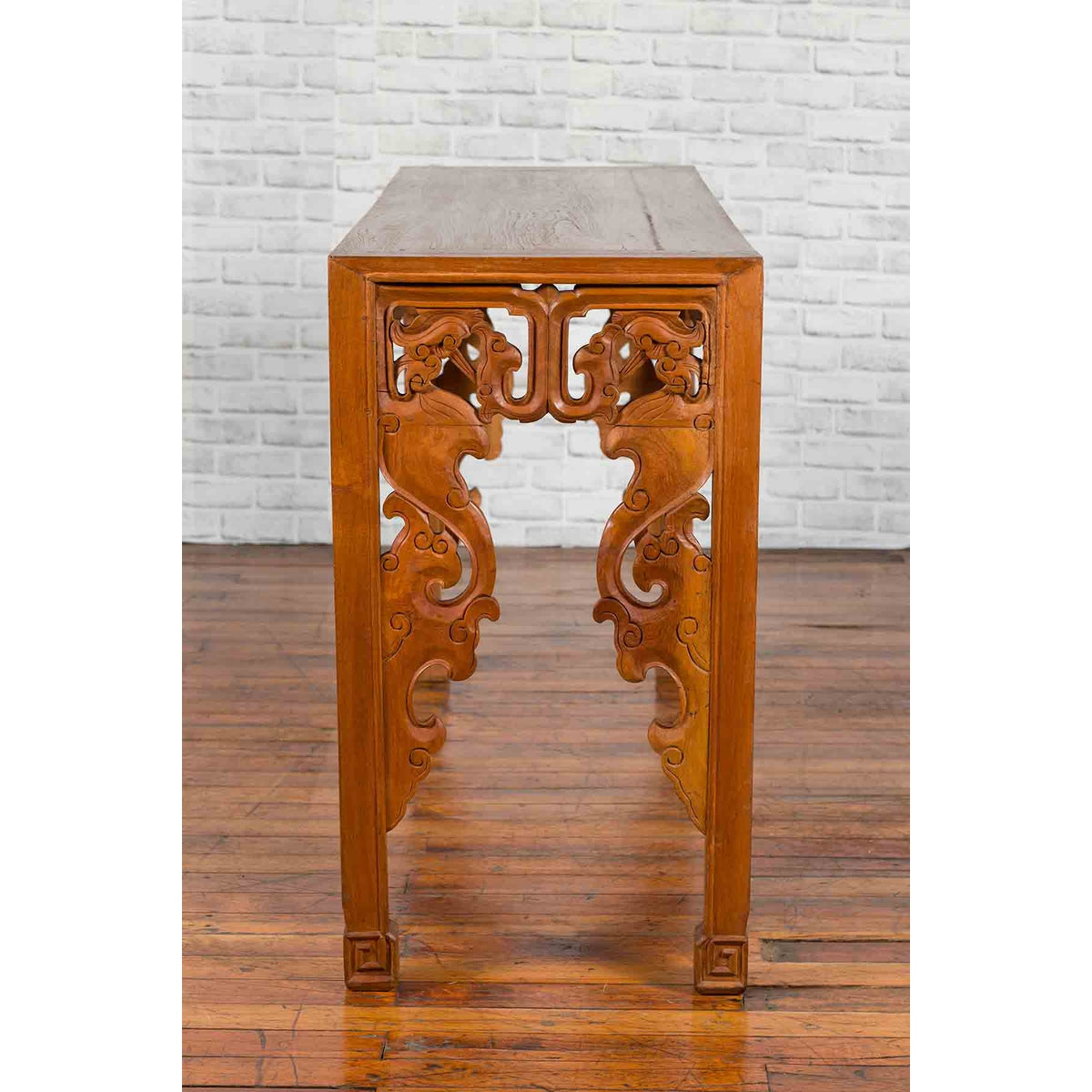 Chinese Early 20th Century Console with Cloud-Carved Apron and Scrolling Feet-17. Asian &amp; Chinese Furniture, Art, Antiques, Vintage Home Décor for sale at FEA Home