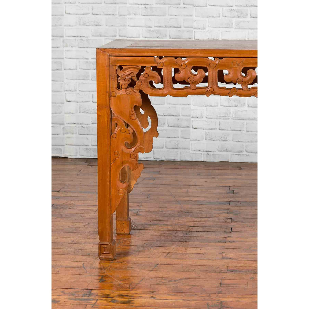 Chinese Early 20th Century Console with Cloud-Carved Apron and Scrolling Feet-5. Asian &amp; Chinese Furniture, Art, Antiques, Vintage Home Décor for sale at FEA Home