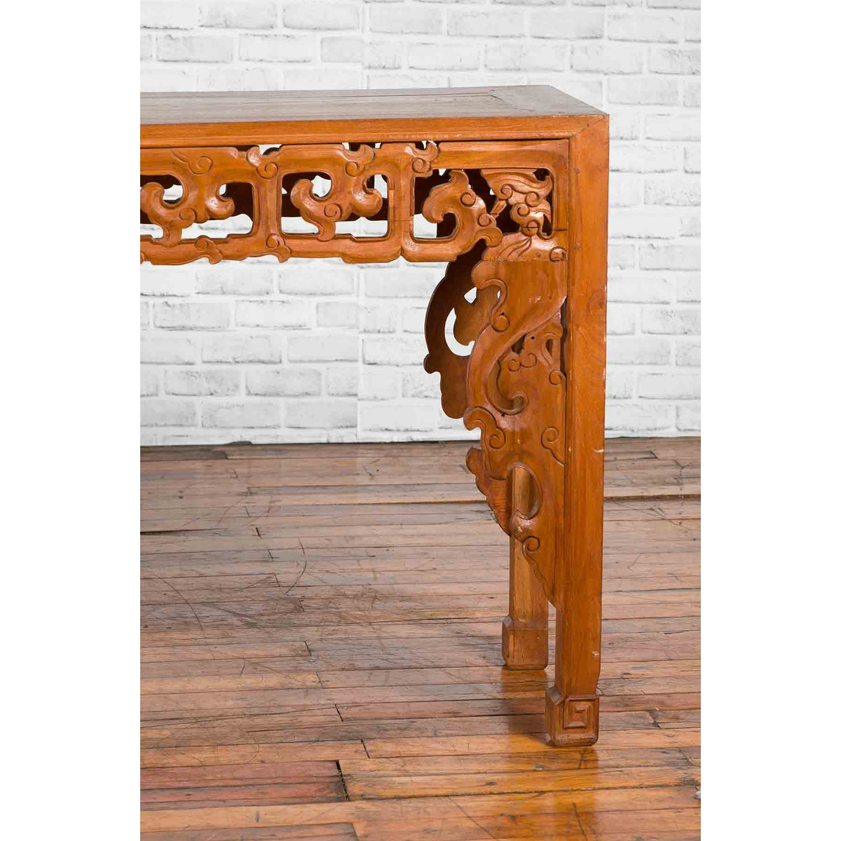 Chinese Early 20th Century Console with Cloud-Carved Apron and Scrolling Feet-6. Asian &amp; Chinese Furniture, Art, Antiques, Vintage Home Décor for sale at FEA Home