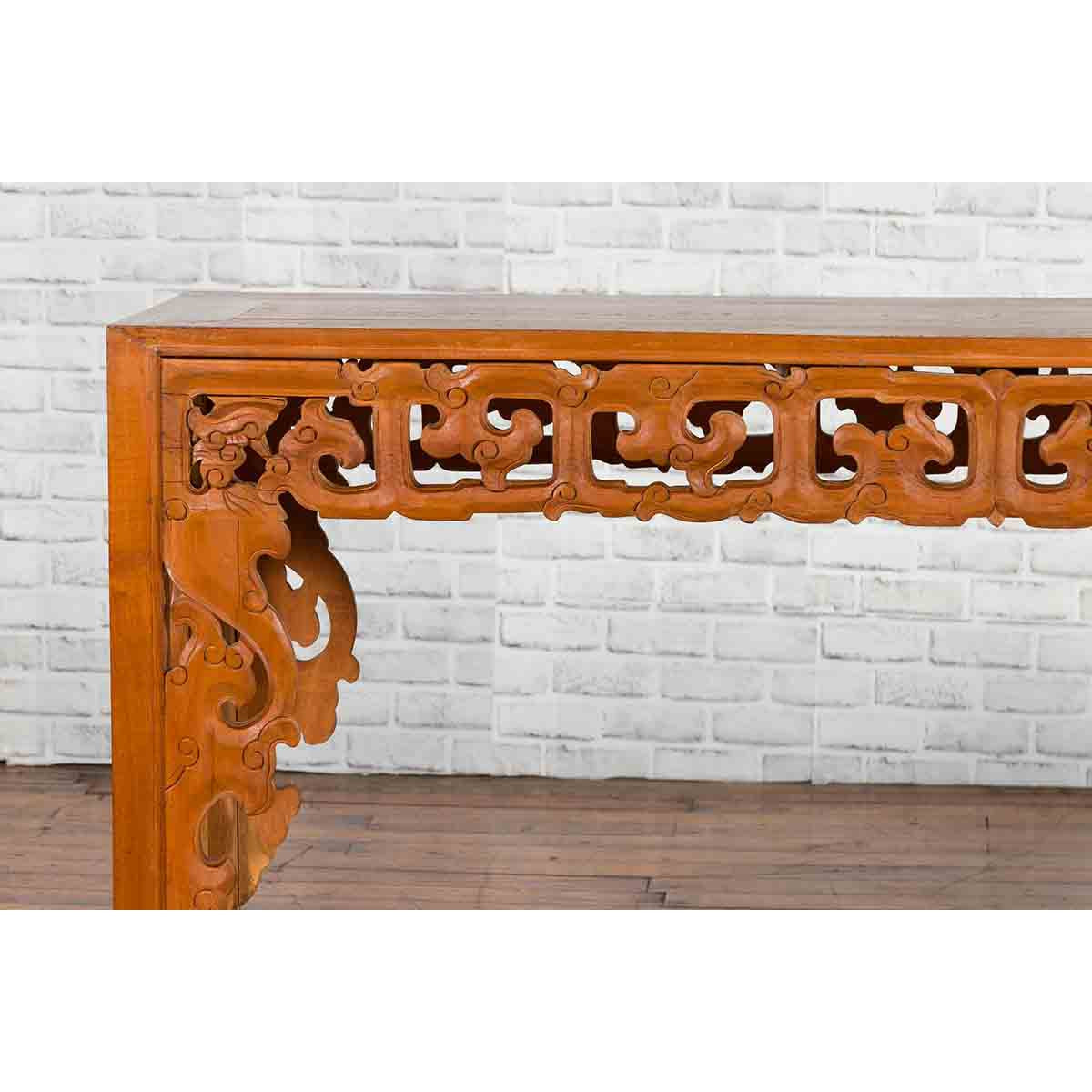 Chinese Early 20th Century Console with Cloud-Carved Apron and Scrolling Feet-7. Asian &amp; Chinese Furniture, Art, Antiques, Vintage Home Décor for sale at FEA Home