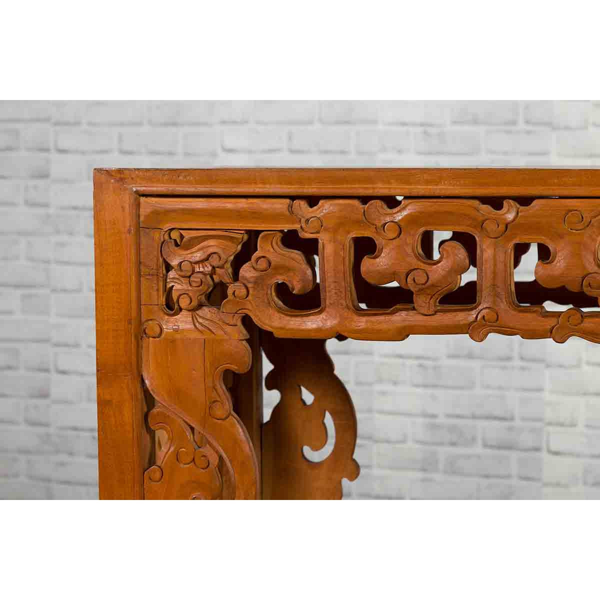 Chinese Early 20th Century Console with Cloud-Carved Apron and Scrolling Feet-9. Asian &amp; Chinese Furniture, Art, Antiques, Vintage Home Décor for sale at FEA Home