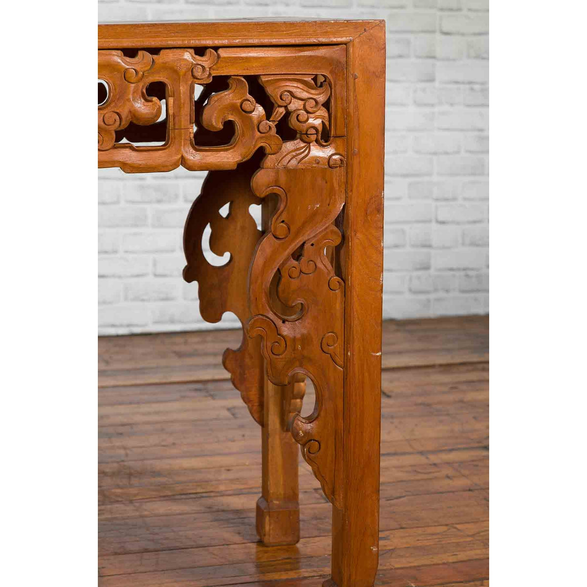 Chinese Early 20th Century Console with Cloud-Carved Apron and Scrolling Feet-10. Asian &amp; Chinese Furniture, Art, Antiques, Vintage Home Décor for sale at FEA Home