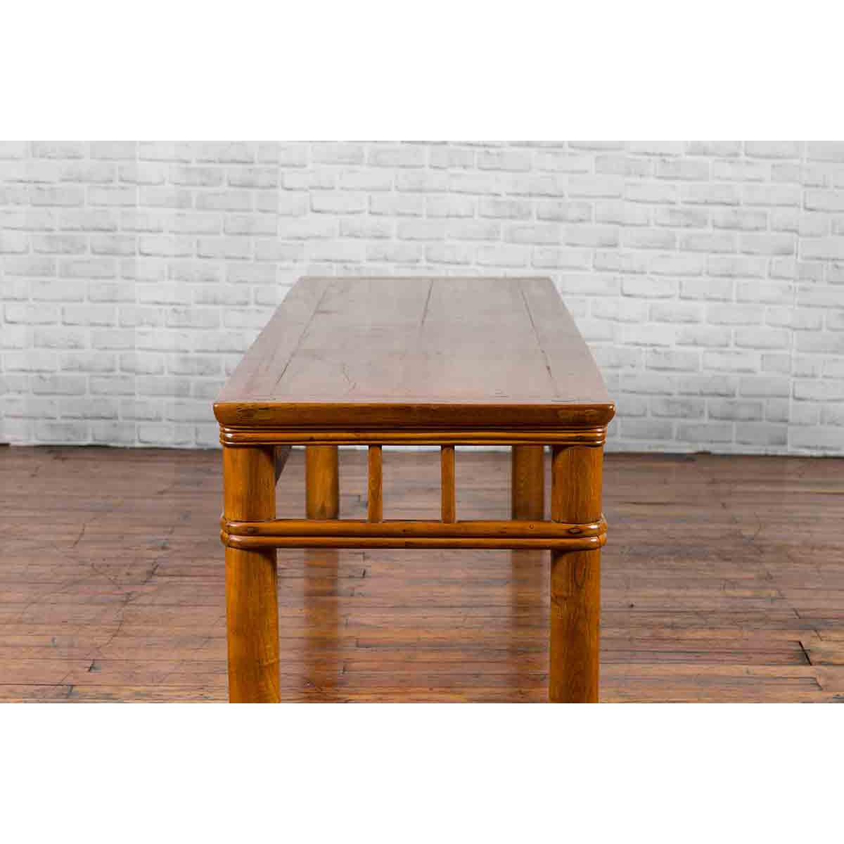 Chinese Late Qing Dynasty Low Table with Pierced Apron and Pillar Strut Motifs-11. Asian &amp; Chinese Furniture, Art, Antiques, Vintage Home Décor for sale at FEA Home
