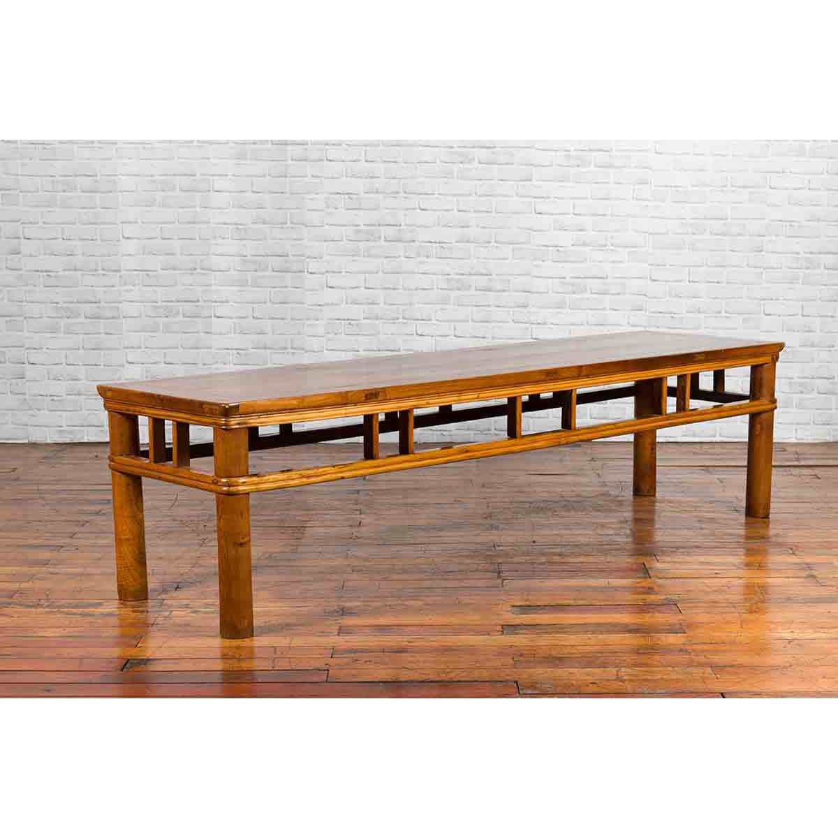 Chinese Late Qing Dynasty Low Table with Pierced Apron and Pillar Strut Motifs-4. Asian &amp; Chinese Furniture, Art, Antiques, Vintage Home Décor for sale at FEA Home